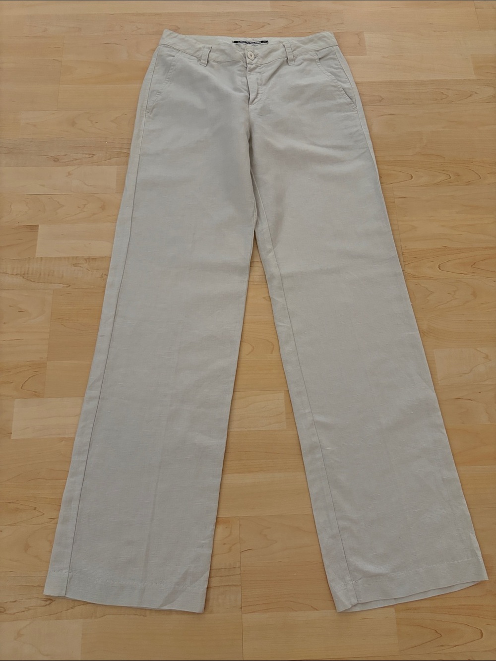 European Culture Linen Blend Wide Leg Pants Women’s Size 27 Beige Trouser